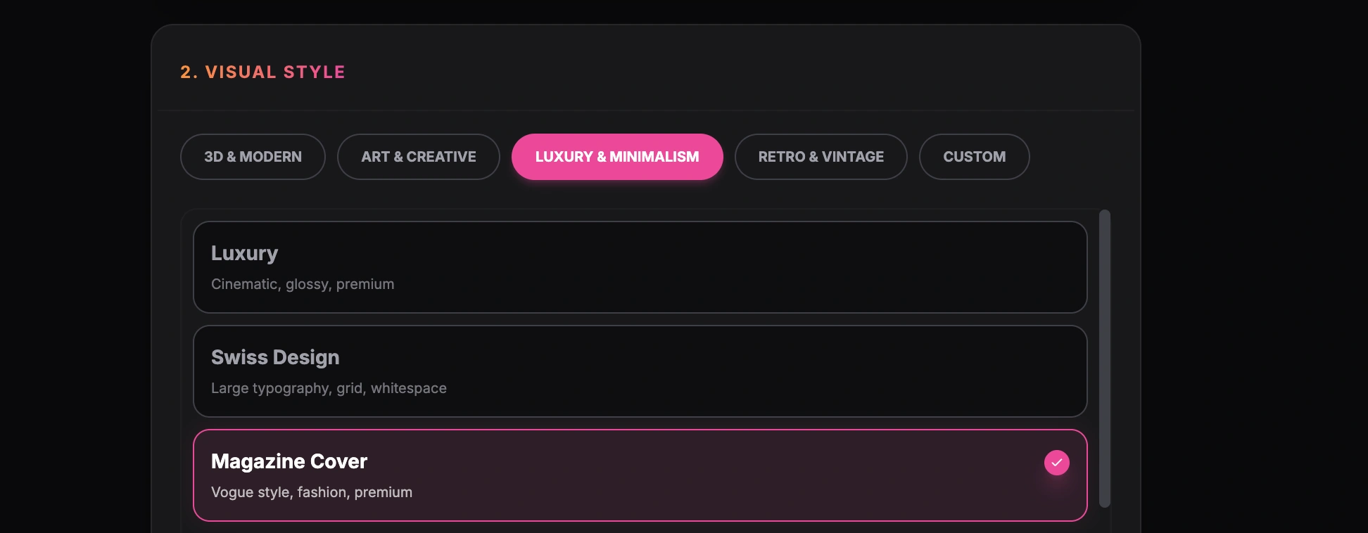 GoToFlow visual style screen with Magazine Cover selected